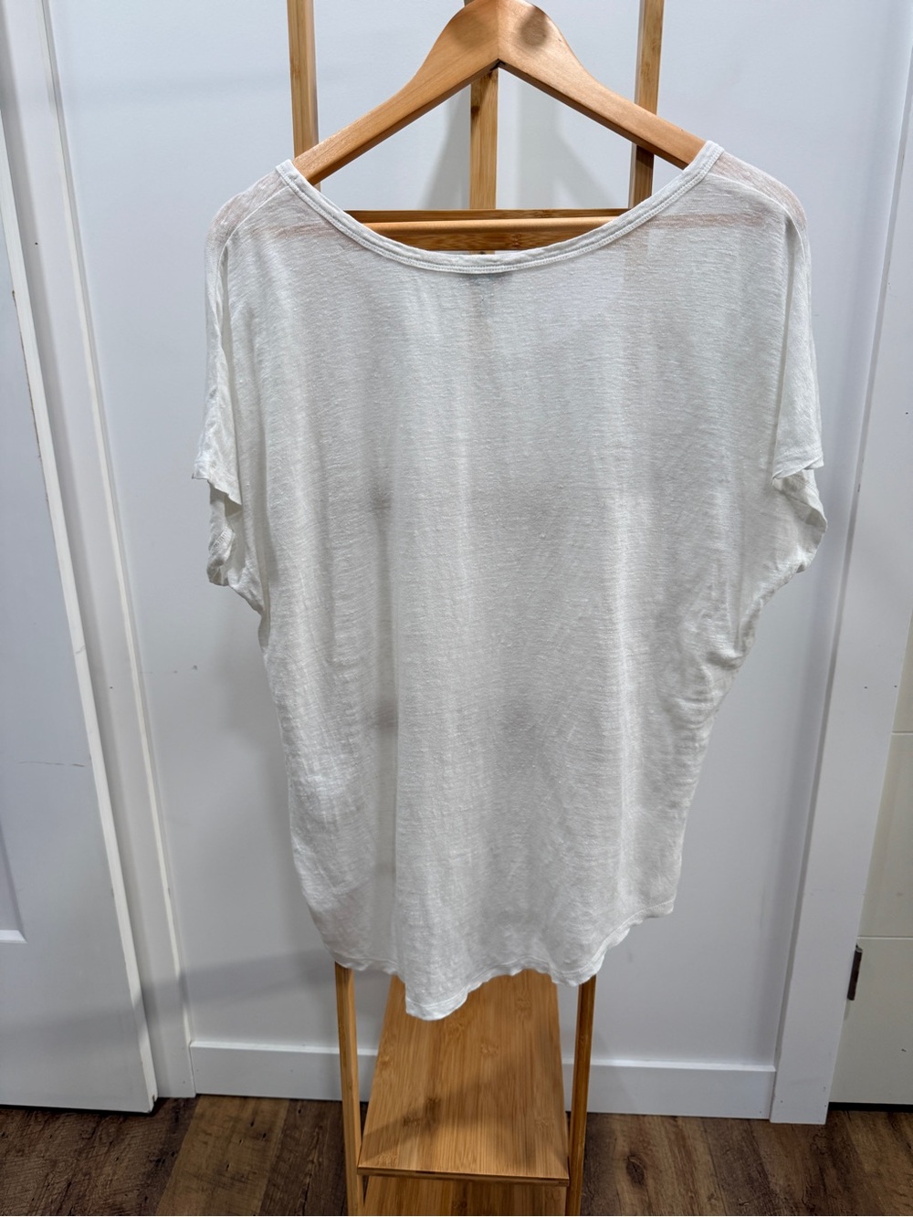 Joie White Scoop Neck Short Sleeve 100% Linen Tee - Picture 5 of 5